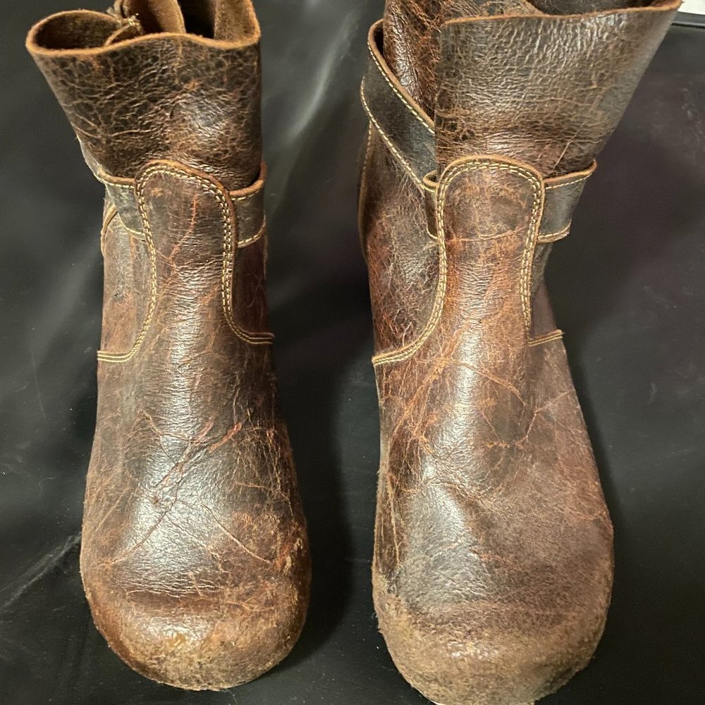 Distressed Brown  Leather Sanita Clog Boots